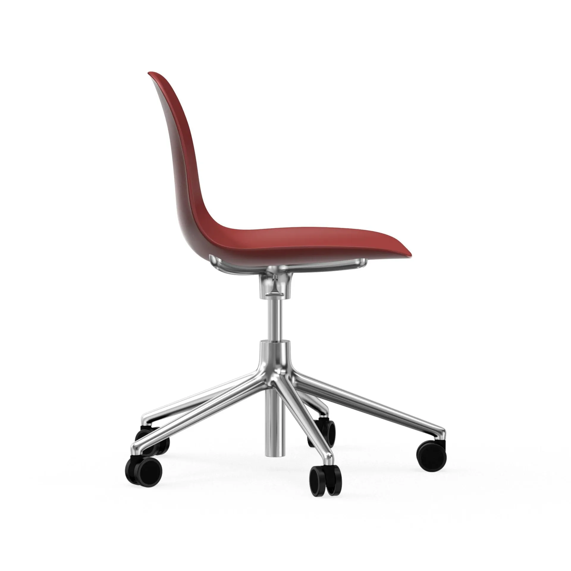 Sedia da ufficio girevole Form 5W, rosso, alluminio, ruote Normann Copenhagen
