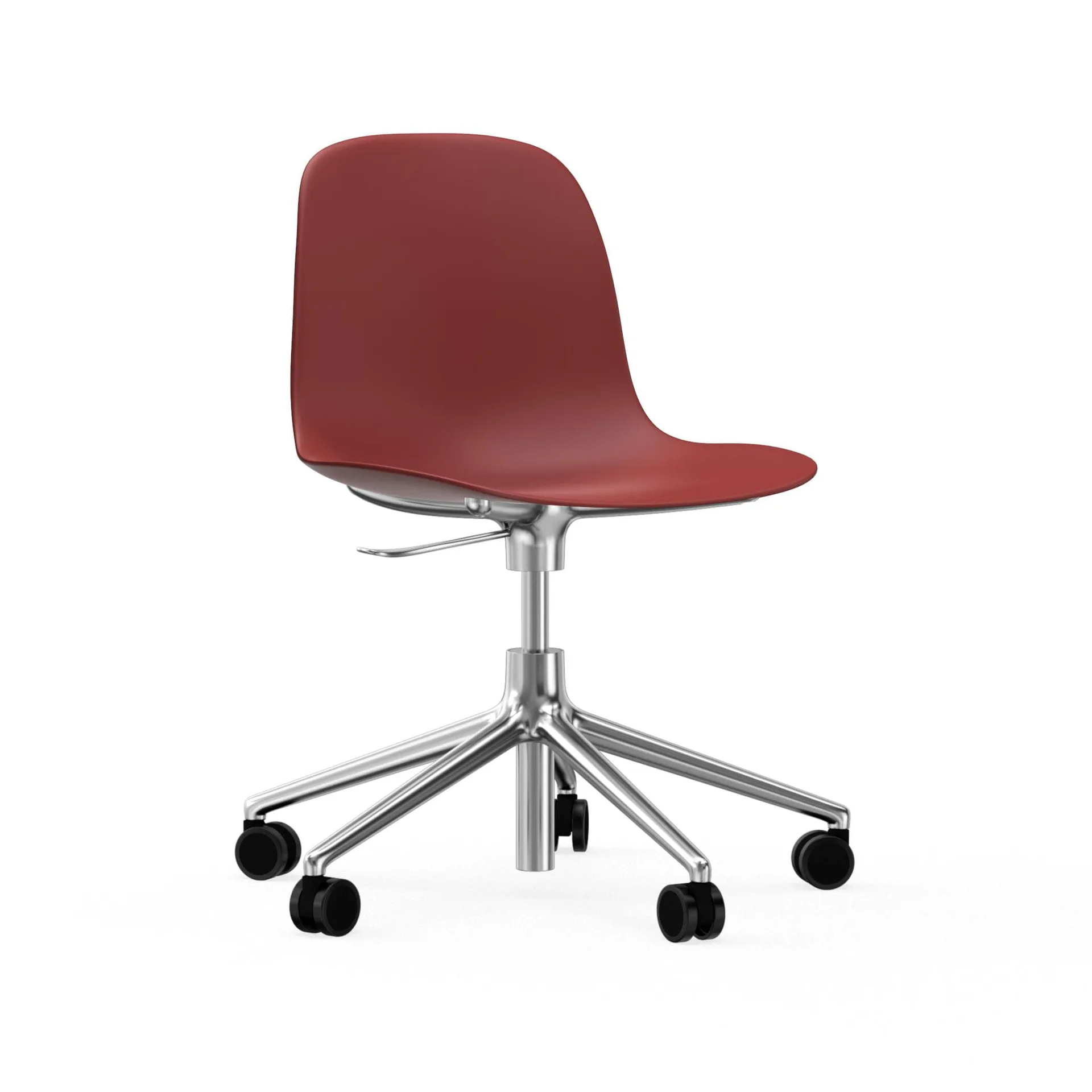 Sedia da ufficio girevole Form 5W, rosso, alluminio, ruote Normann Copenhagen