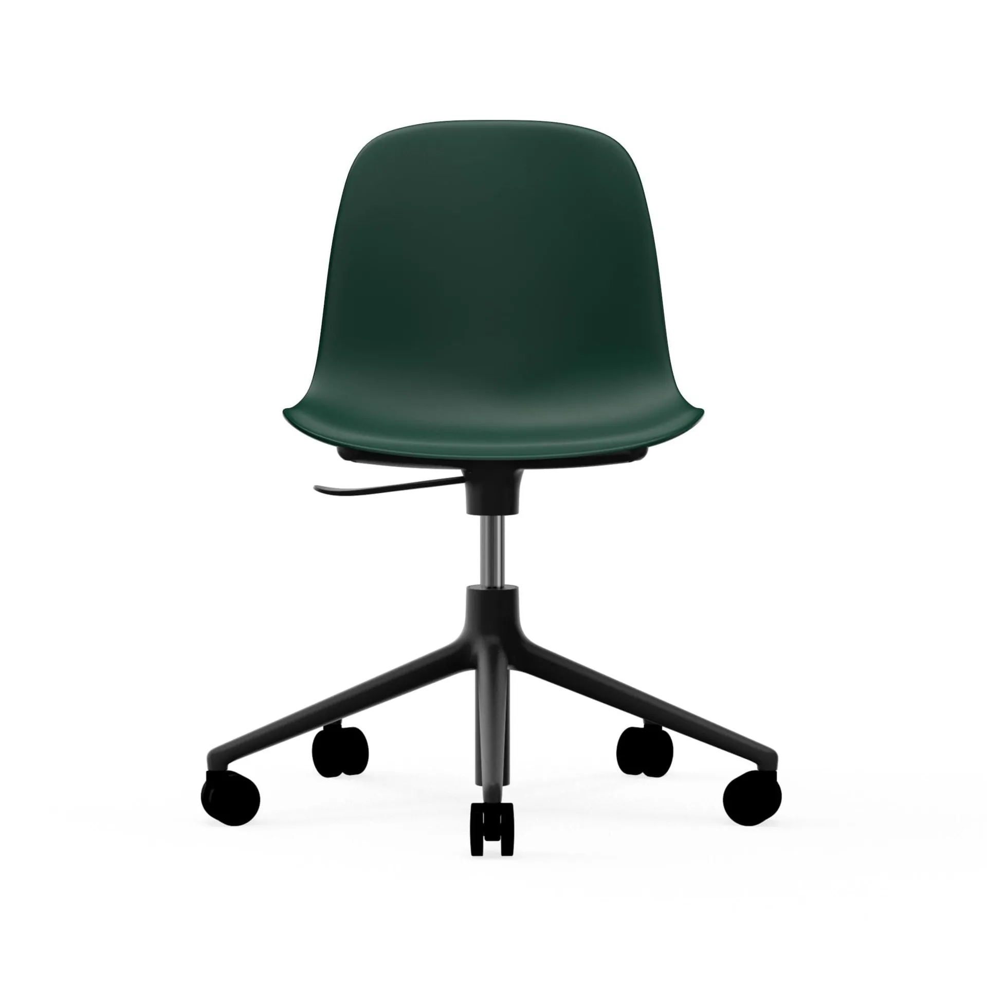 Sedia da ufficio girevole Form 5W, verde, alluminio nero, ruote Normann Copenhagen
