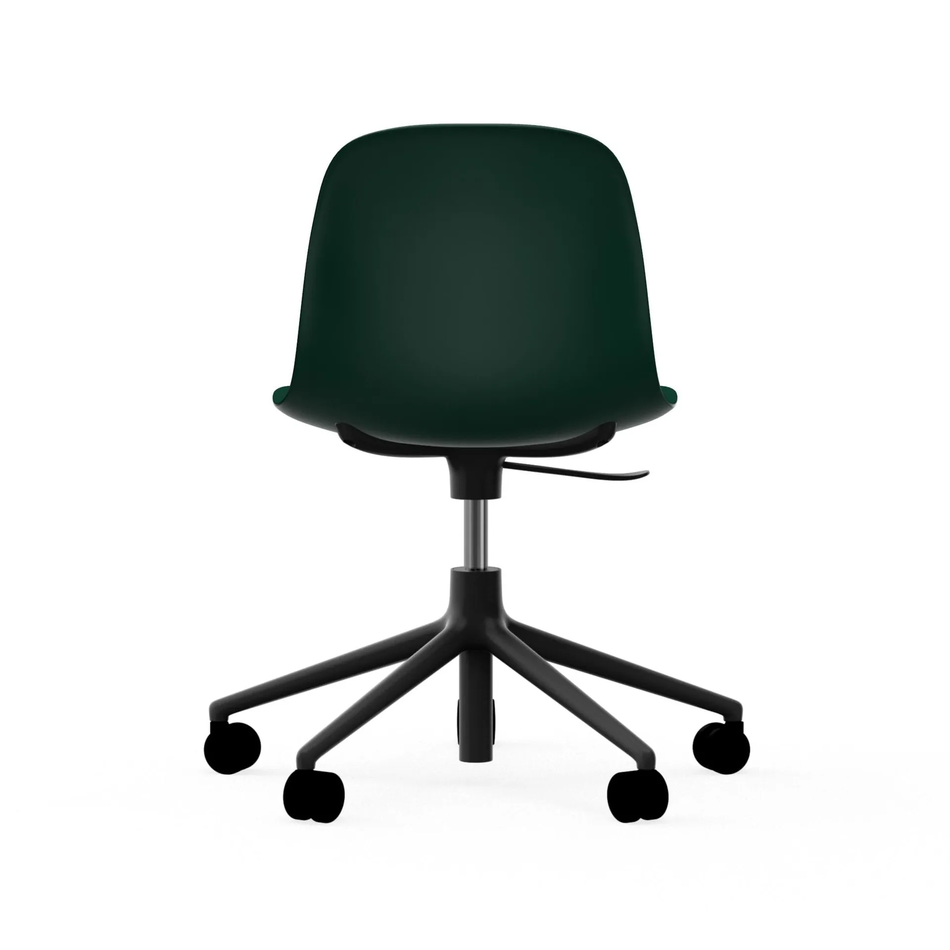 Sedia da ufficio girevole Form 5W, verde, alluminio nero, ruote Normann Copenhagen
