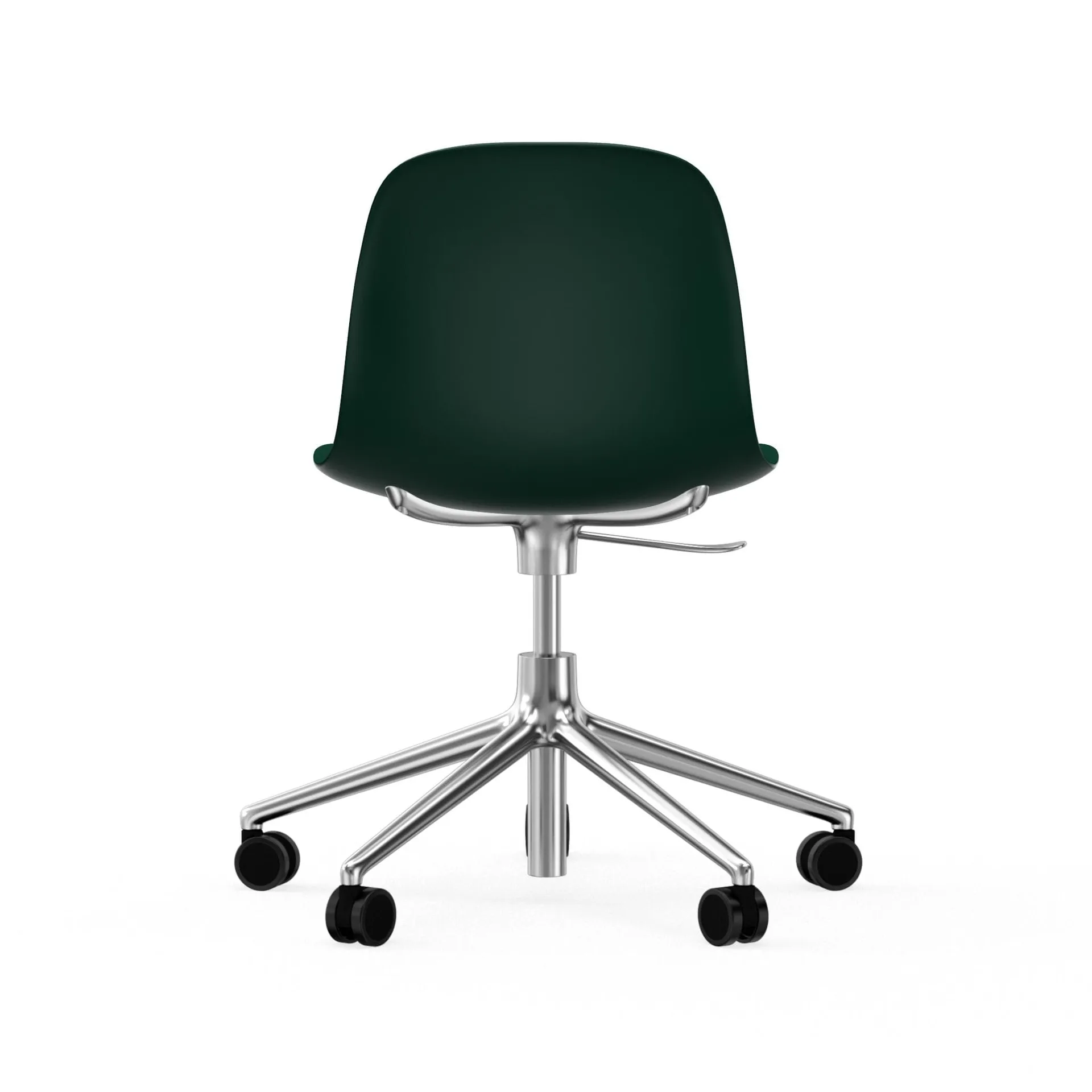 Sedia da ufficio girevole Form 5W, verde, alluminio, ruote Normann Copenhagen