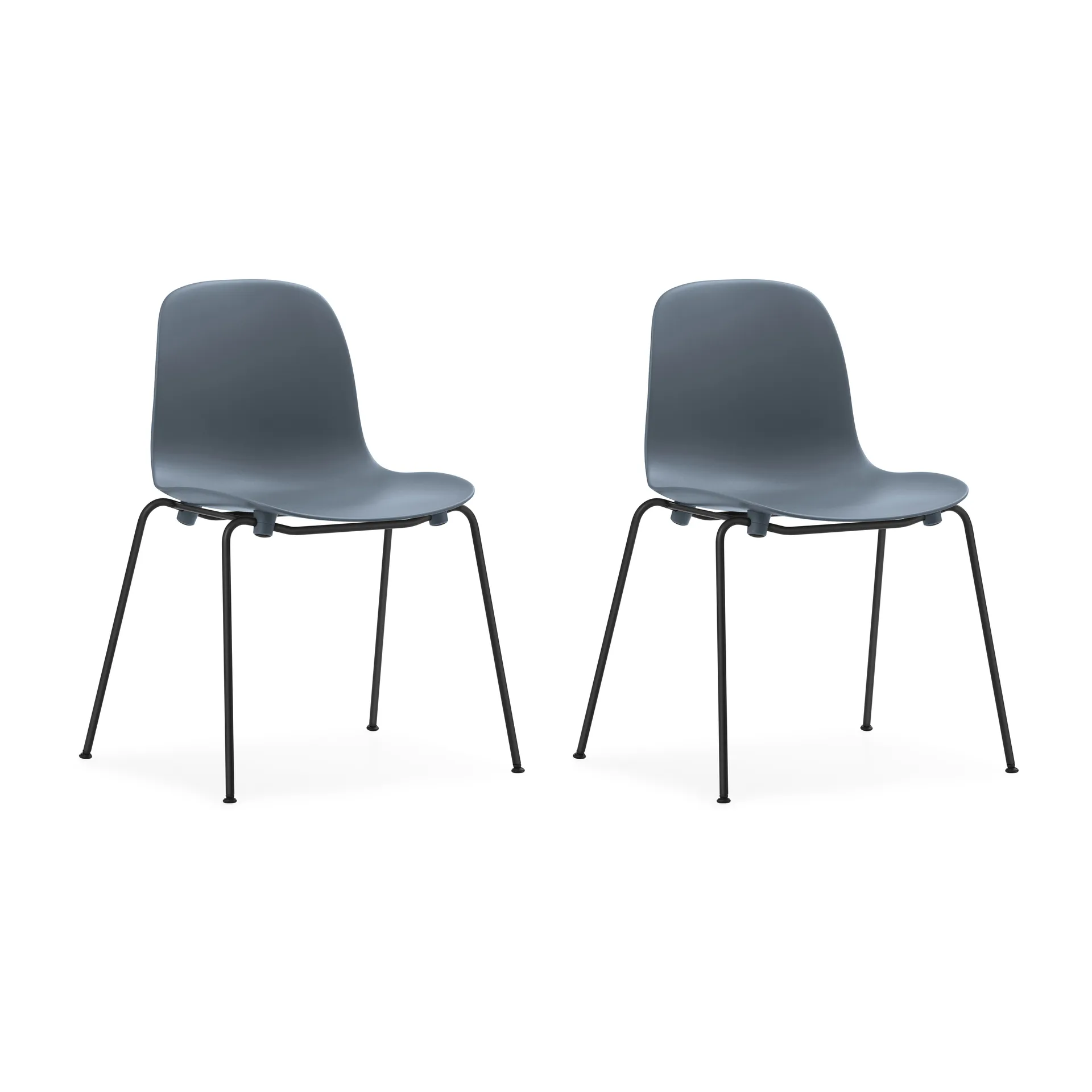 Sedia impilabile Form Chair con gambe nere in confezione da 2, Blu,  Normann Copenhagen