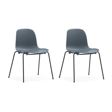 Sedia impilabile Form Chair con gambe nere in confezione da 2, Blu - Normann Copenhagen
