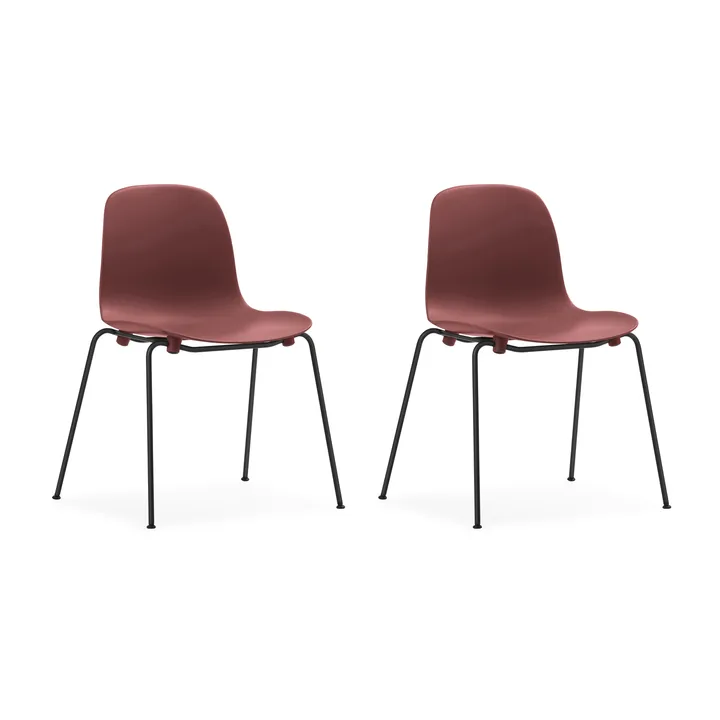 Sedia impilabile Form Chair con gambe nere in confezione da 2, Rosso - Normann Copenhagen