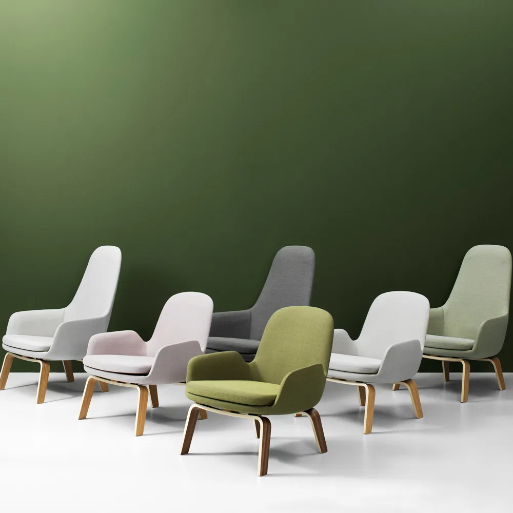 Sedia lounge Era Low, pelle tango nero Normann Copenhagen