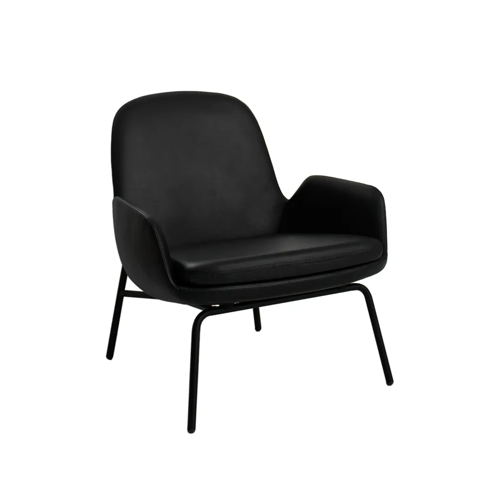 Sedia lounge Era Low, pelle tango nero Normann Copenhagen