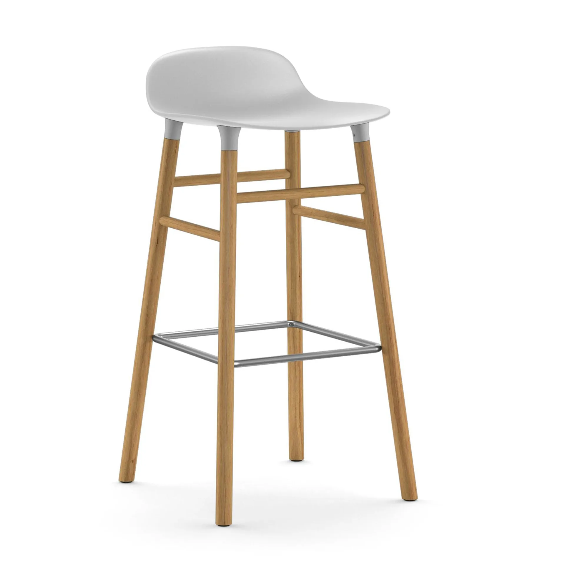 Sgabello con gambe in noce Form, Bianco Normann Copenhagen