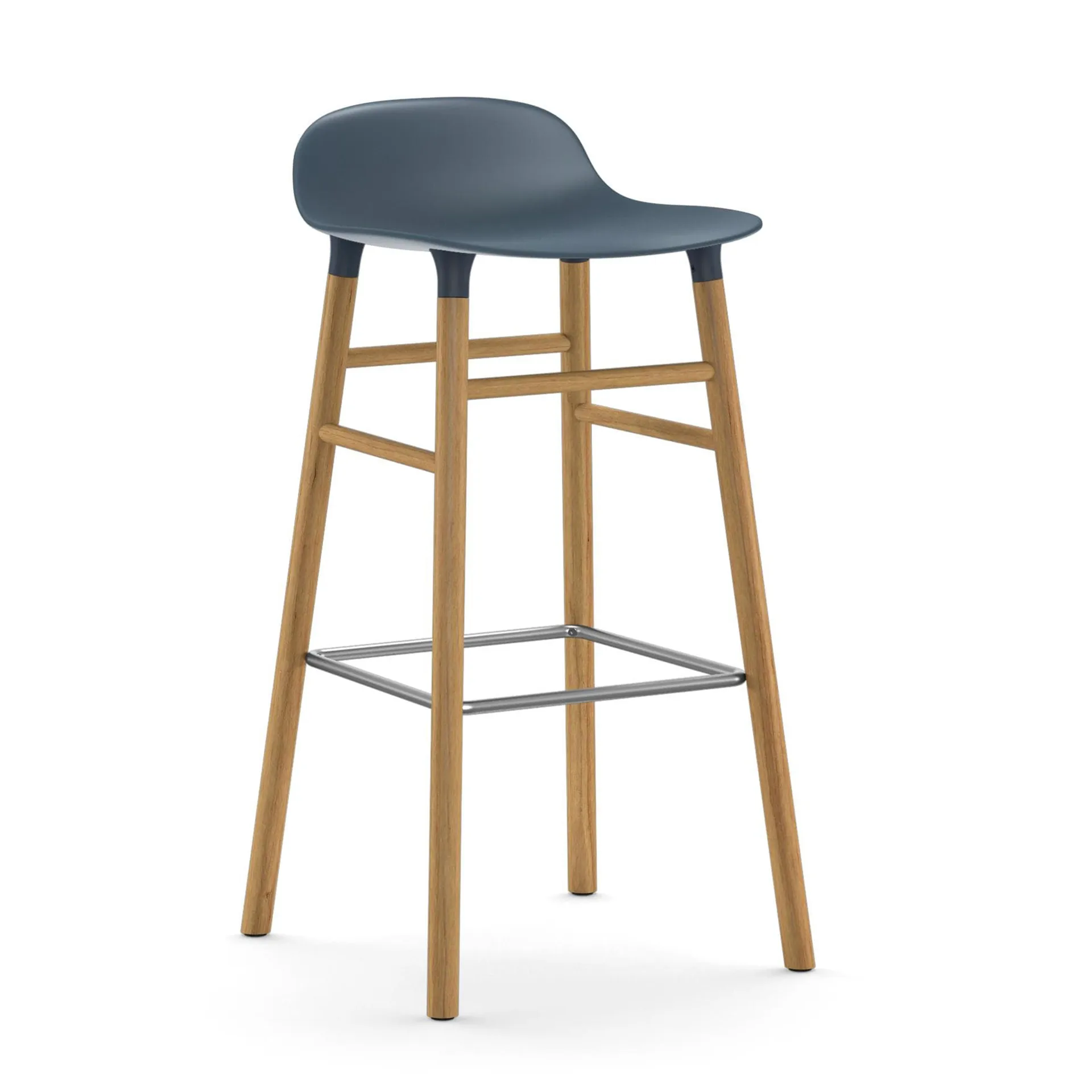 Sgabello con gambe in noce Form, Blu Normann Copenhagen