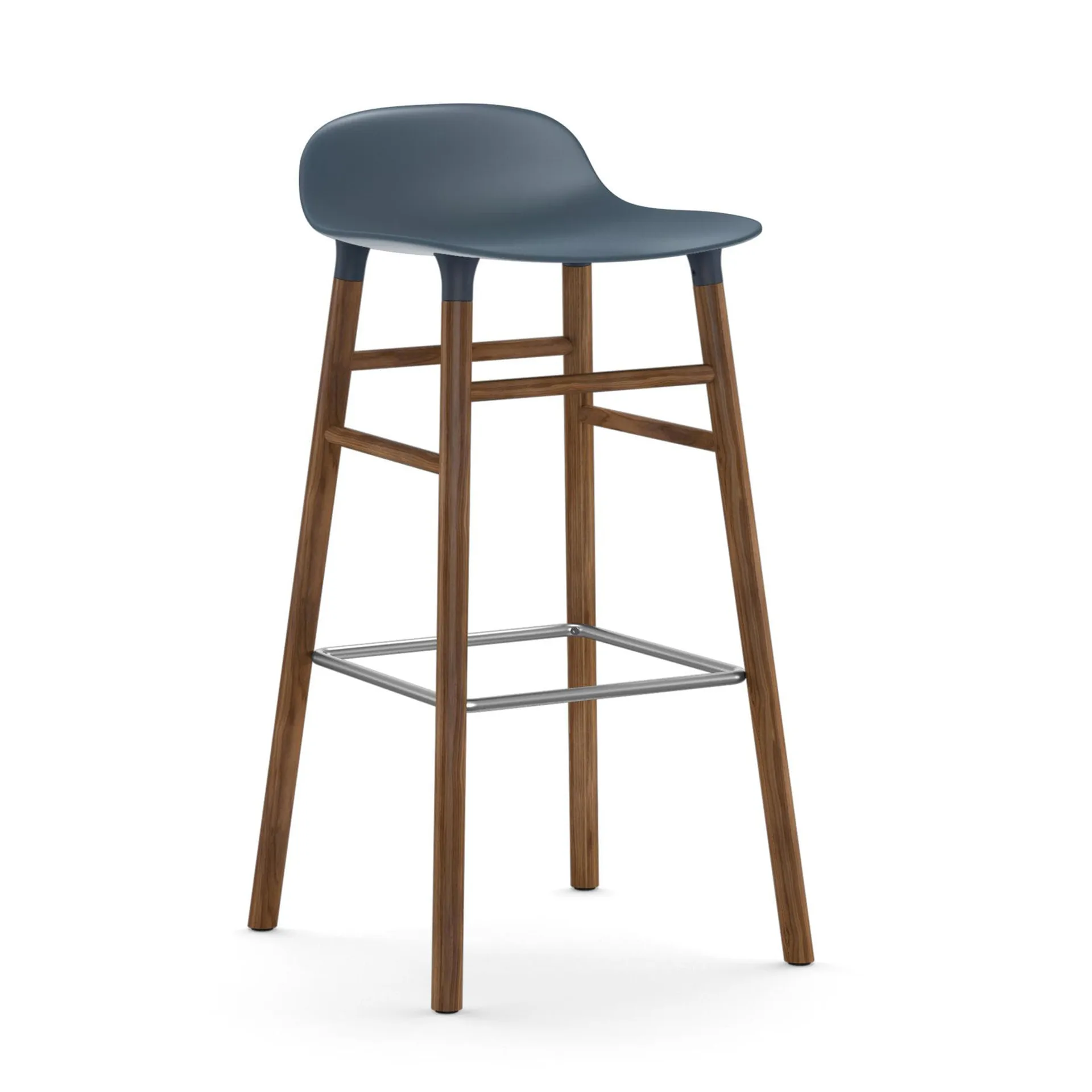 Sgabello con gambe in noce Form , Blu Normann Copenhagen