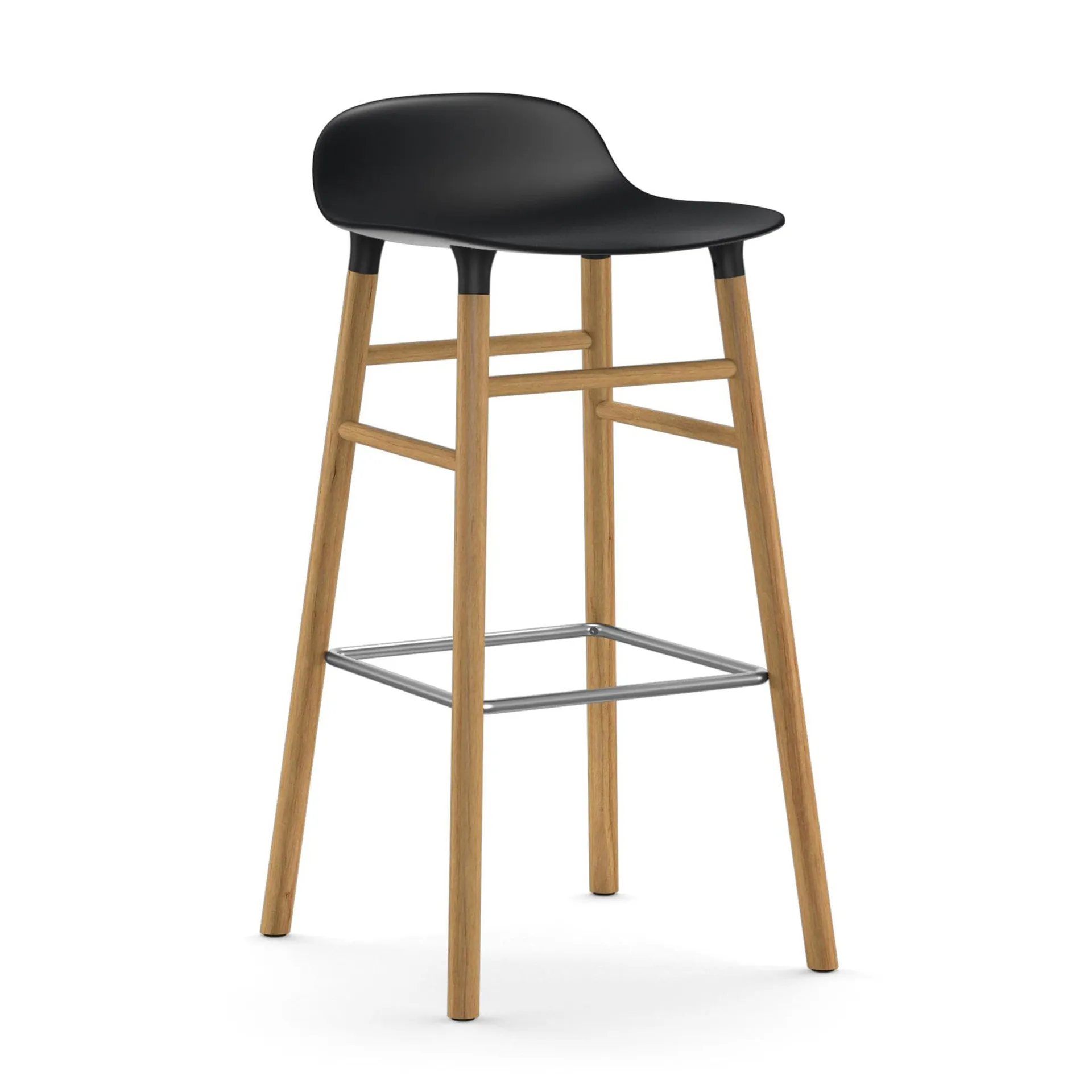 Sgabello con gambe in rovere Form 75 cm, Nero Normann Copenhagen