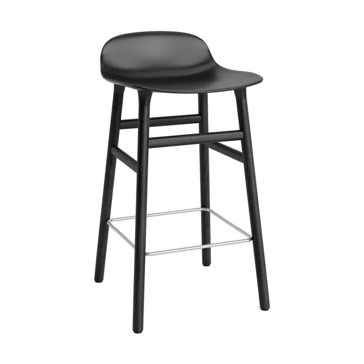 Sgabello con gambe in rovere verniciato Form 65 cm - Nero - Normann Copenhagen