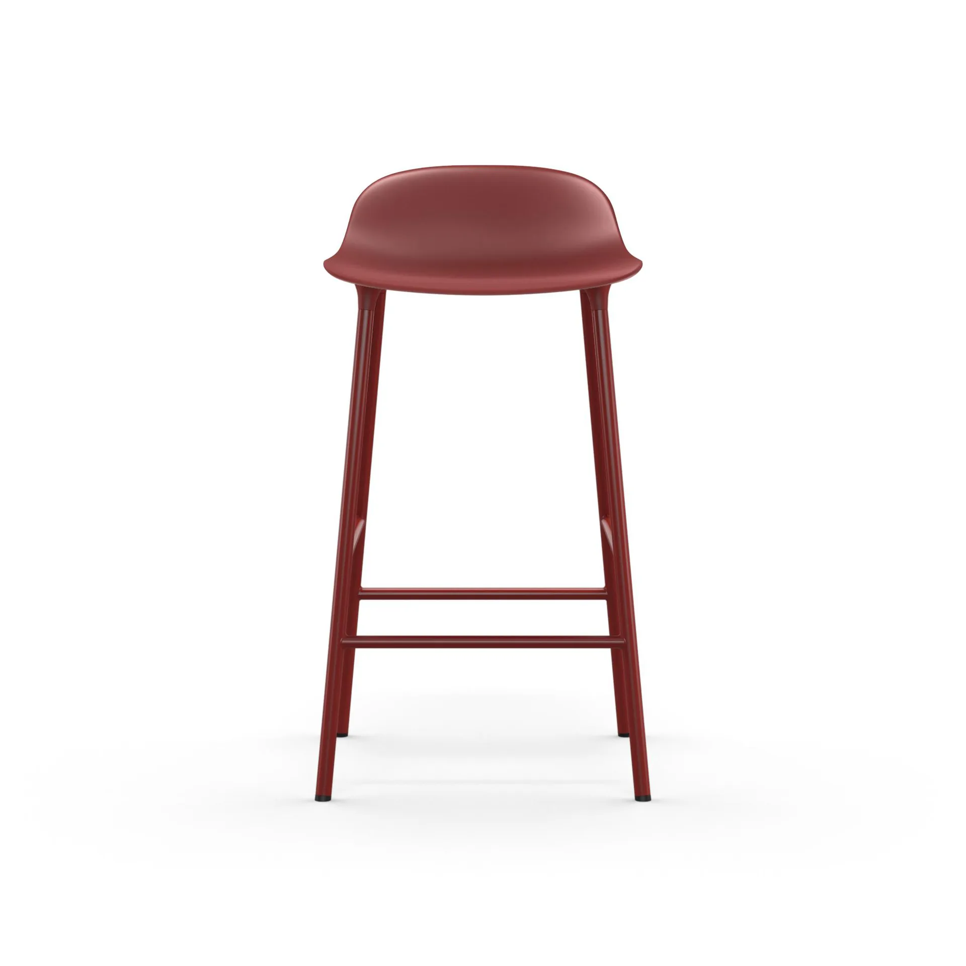 Sgabello da bar basso Form, rosso, gambe in acciaio laccato rosso Normann Copenhagen