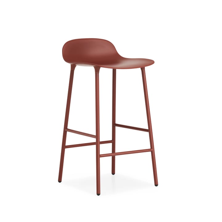 Sgabello da bar basso Form - rosso, gambe in acciaio laccato rosso - Normann Copenhagen