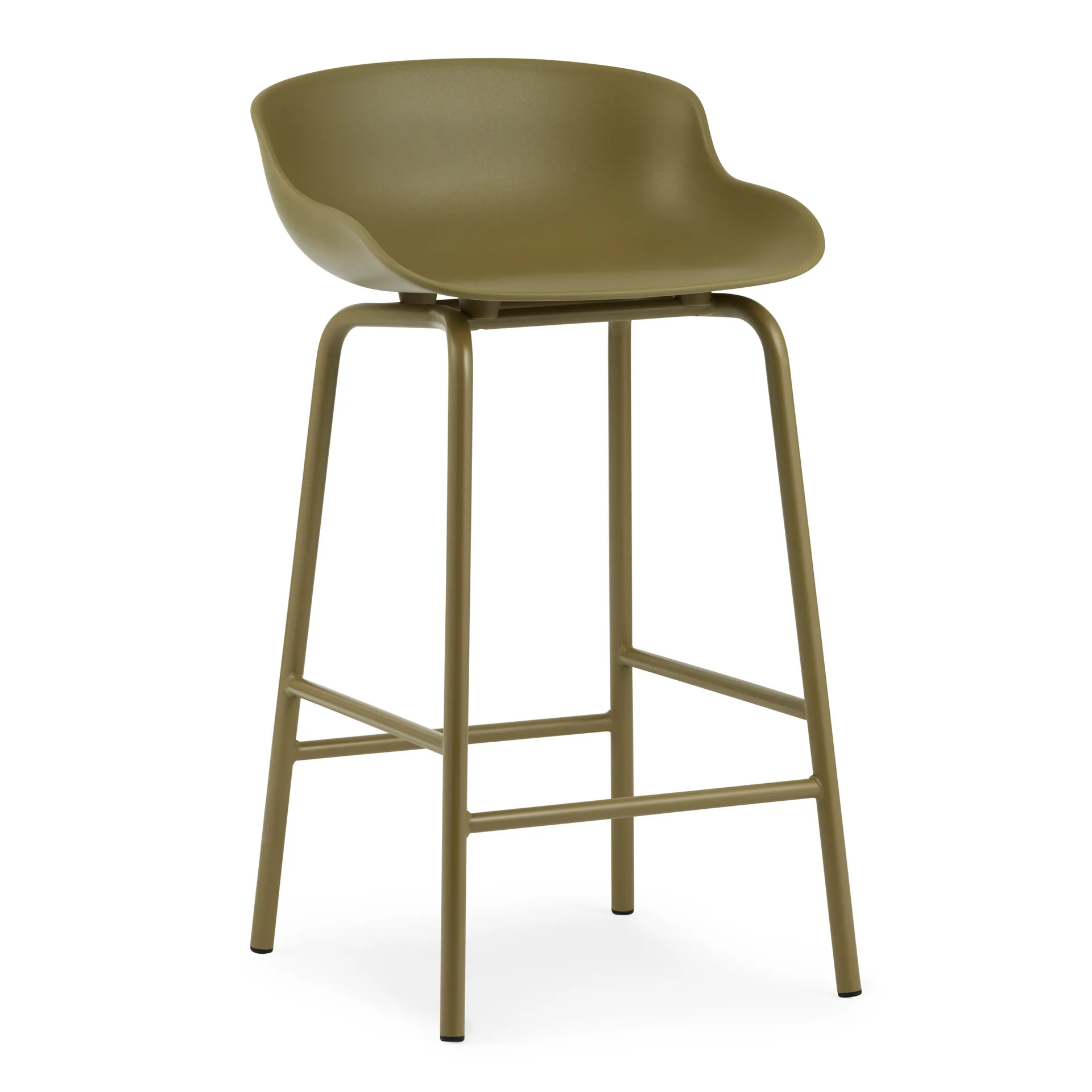 Sgabello da bar con gambe in metallo Hyg 65 cm, Verde oliva Normann Copenhagen