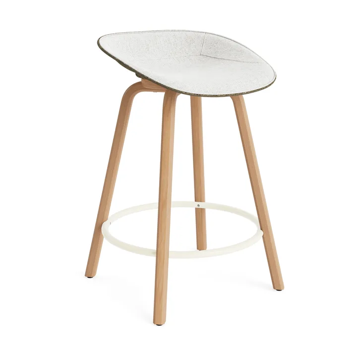Sgabello da bar Mat rivestito frontalmente 65 cm - Hallingdal 110-Alga-faggio-cream steel - Normann Copenhagen