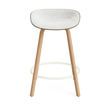 Sgabello da bar Mat rivestito frontalmente 65 cm - Hallingdal 110-Alga-faggio-cream steel - Normann Copenhagen