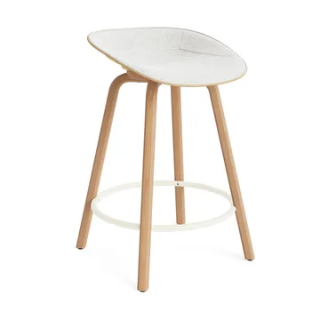Sgabello da bar Mat rivestito frontalmente 65 cm - Hallingdal 110-Canapa-faggio-cream steel - Normann Copenhagen