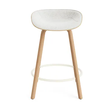 Sgabello da bar Mat rivestito frontalmente 65 cm - Hallingdal 110-Canapa-faggio-cream steel - Normann Copenhagen