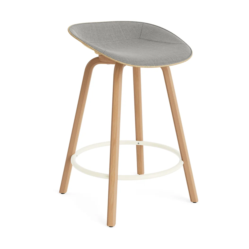 Sgabello da bar Mat rivestito frontalmente 65 cm, Remix 133-Canapa-faggio-cream steel Normann Copenhagen