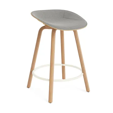 Sgabello da bar Mat rivestito frontalmente 65 cm - Remix 133-Canapa-faggio-cream steel - Normann Copenhagen