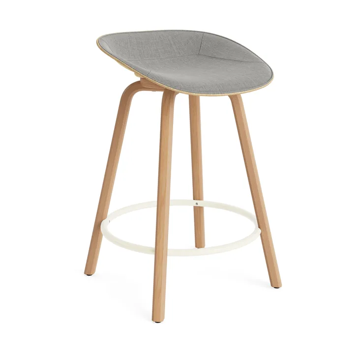 Sgabello da bar Mat rivestito frontalmente 65 cm - Remix 133-Canapa-faggio-cream steel - Normann Copenhagen