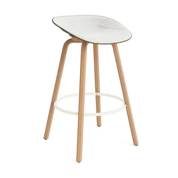 Sgabello da bar Mat rivestito frontalmente 75 cm - Hallingdal 110-Alga-faggio-cream steel - Normann Copenhagen