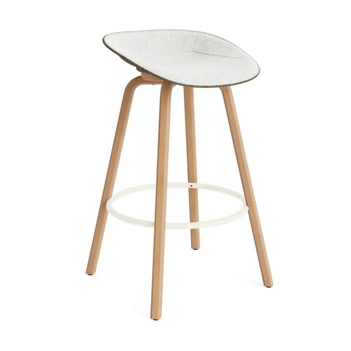 Sgabello da bar Mat rivestito frontalmente 75 cm - Hallingdal 110-Alga-faggio-cream steel - Normann Copenhagen