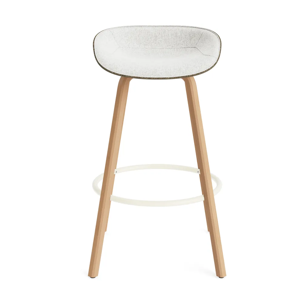 Sgabello da bar Mat rivestito frontalmente 75 cm, Hallingdal 110-Alga-faggio-cream steel Normann Copenhagen