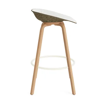 Sgabello da bar Mat rivestito frontalmente 75 cm - Hallingdal 110-Alga-faggio-cream steel - Normann Copenhagen