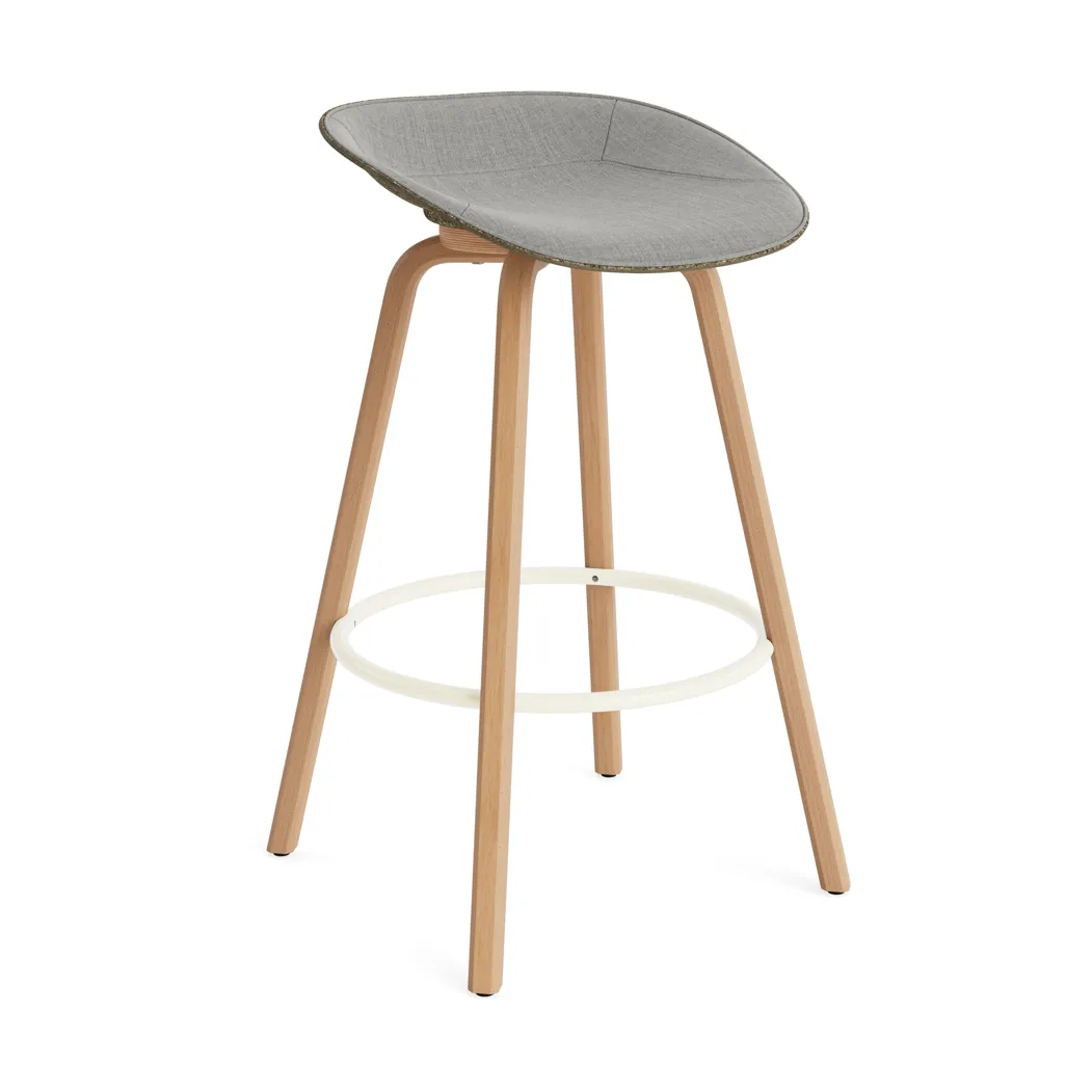 Sgabello da bar Mat rivestito frontalmente 75 cm, Remix 133-Alga-faggio-cream steel Normann Copenhagen