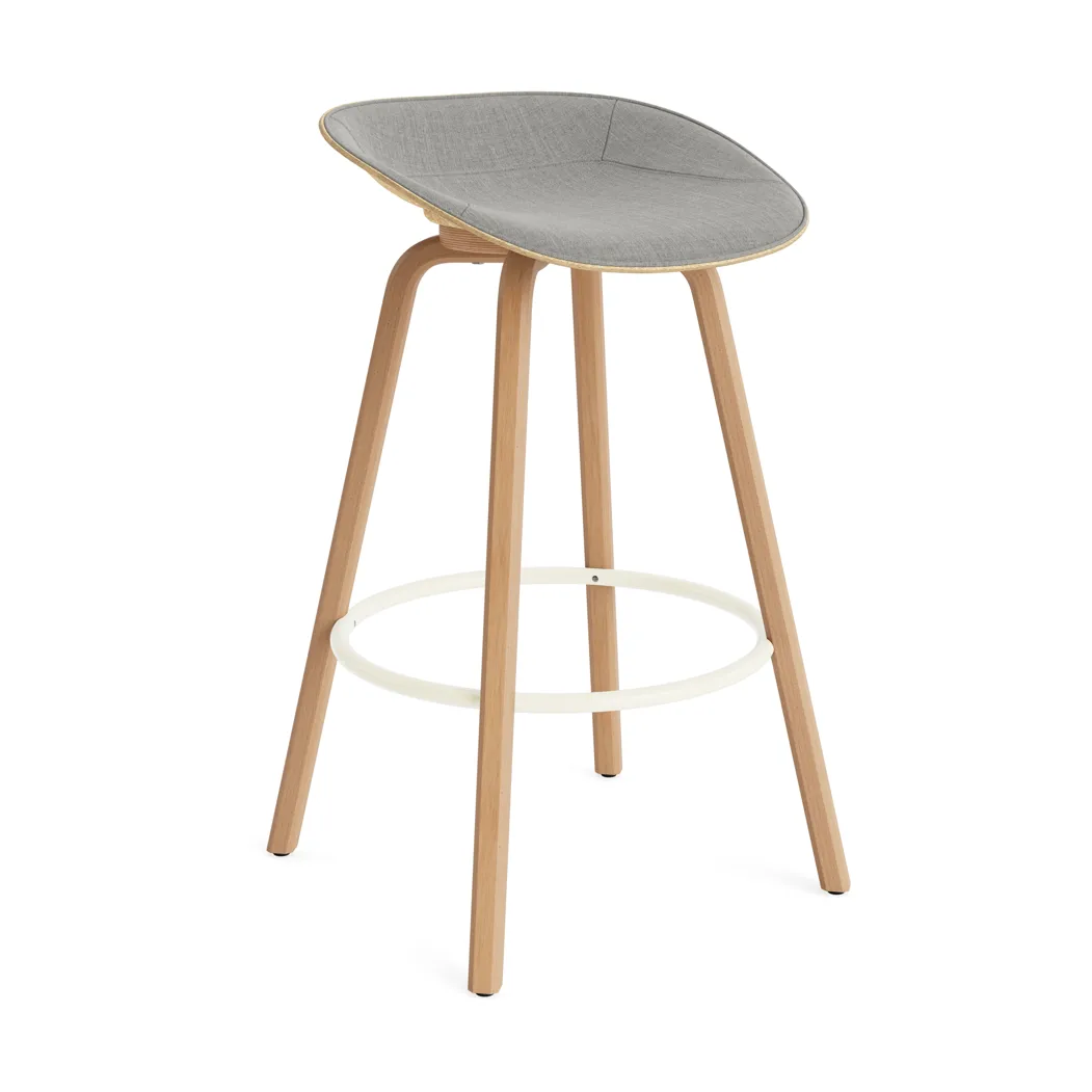 Sgabello da bar Mat rivestito frontalmente 75 cm, Remix 133-Canapa-faggio-cream steel Normann Copenhagen