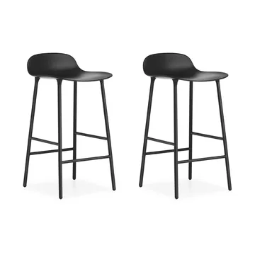 Sgabello Form Chair gambe in metallo, Nero, confezione da 2 - Normann Copenhagen