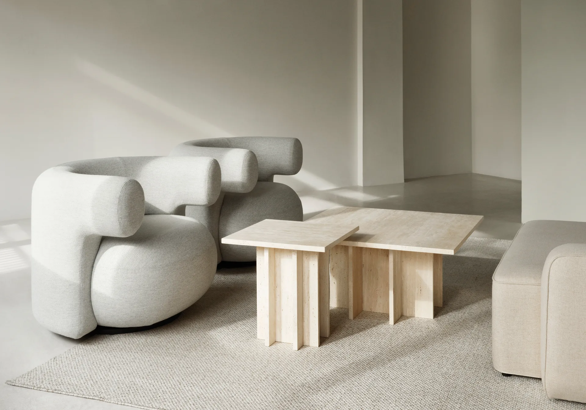 Tavolino da caffè Edge large, Travertine Normann Copenhagen