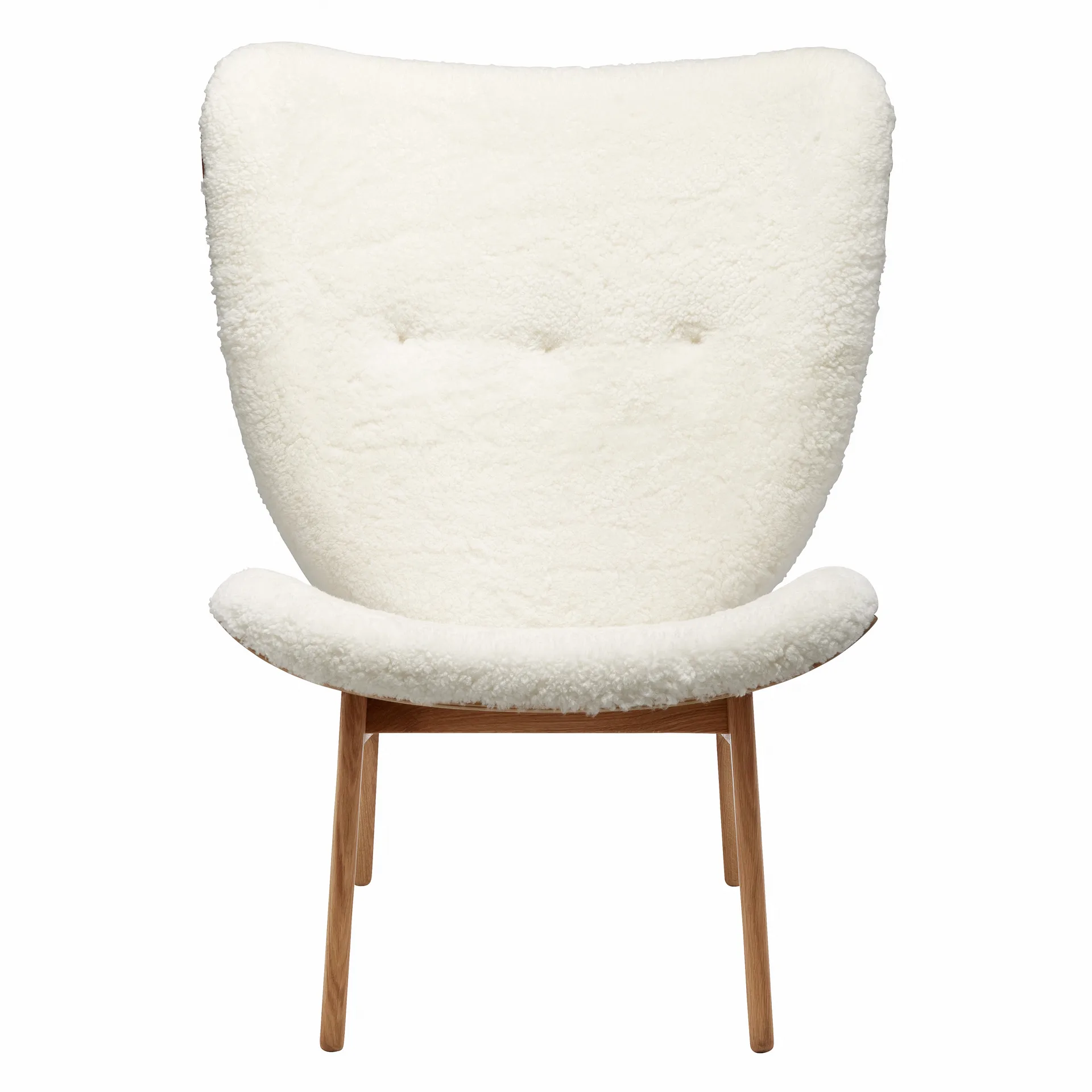 Poltroncina Elephant in pelle di pecora e rovere, Bianco sporco NORR11