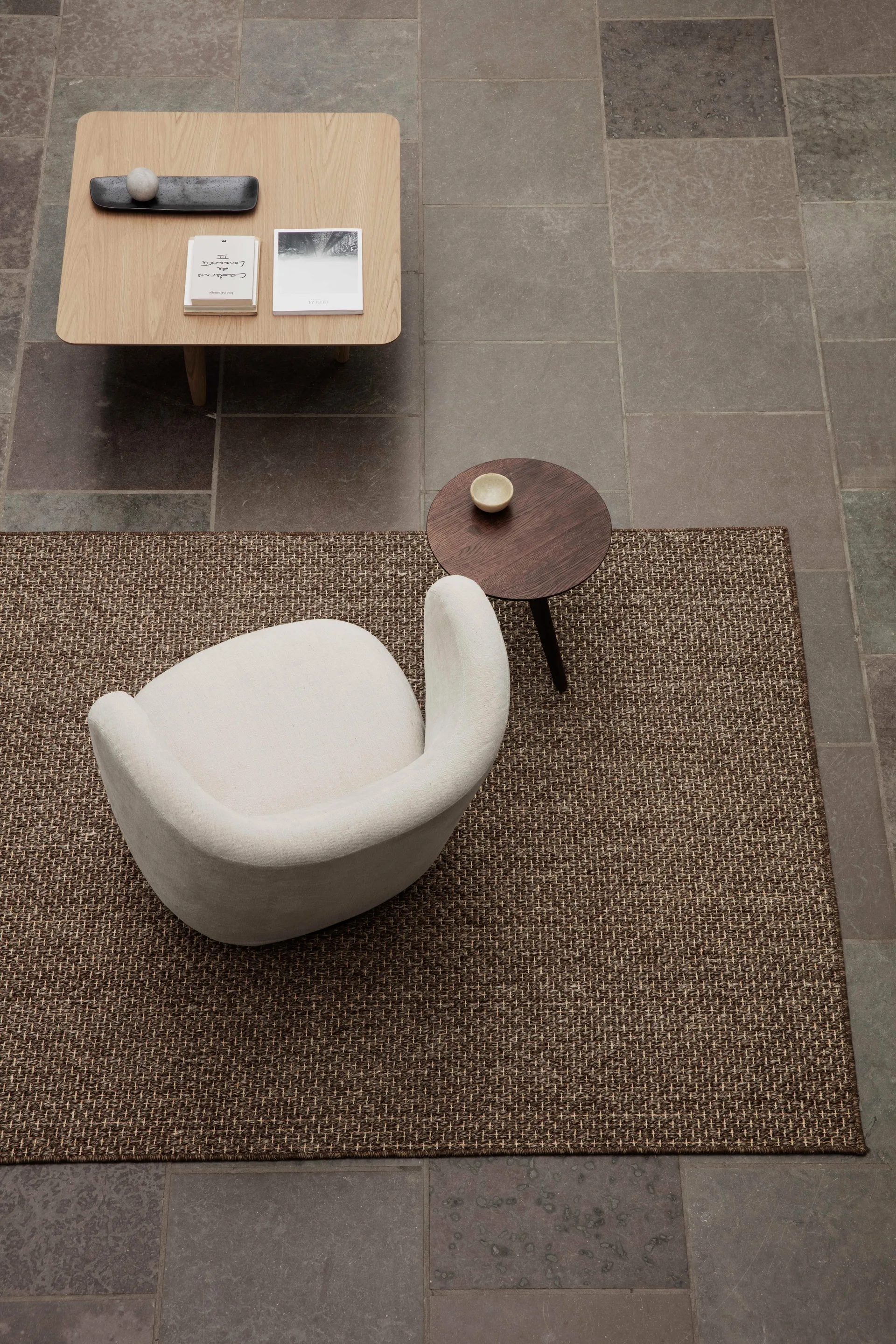 Tavolino Fin Ø 40 cm, Rovere affumicato scuro NORR11