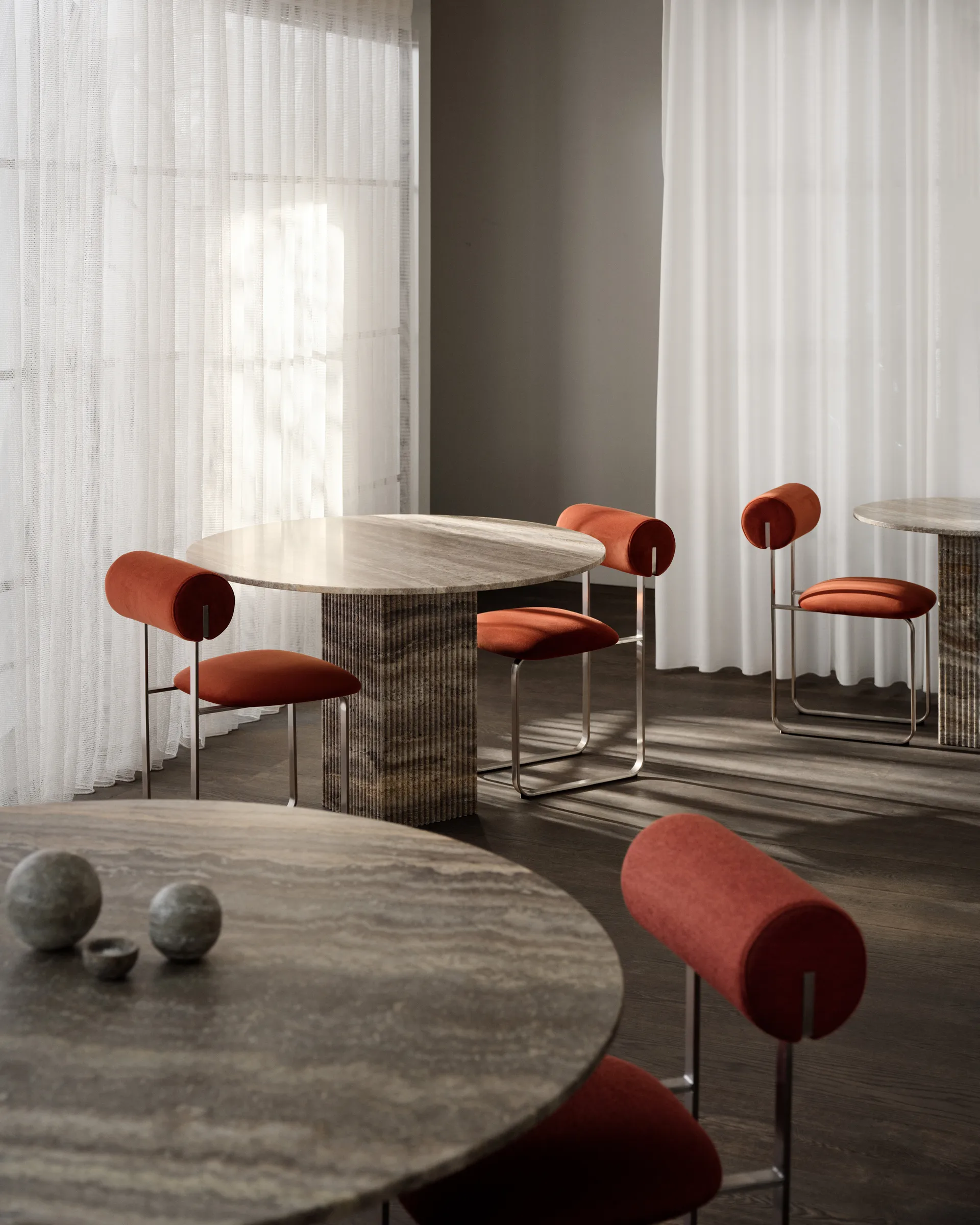 Tavolo da pranzo Soho, Travertino beige, Ø140x70 cm NORR11