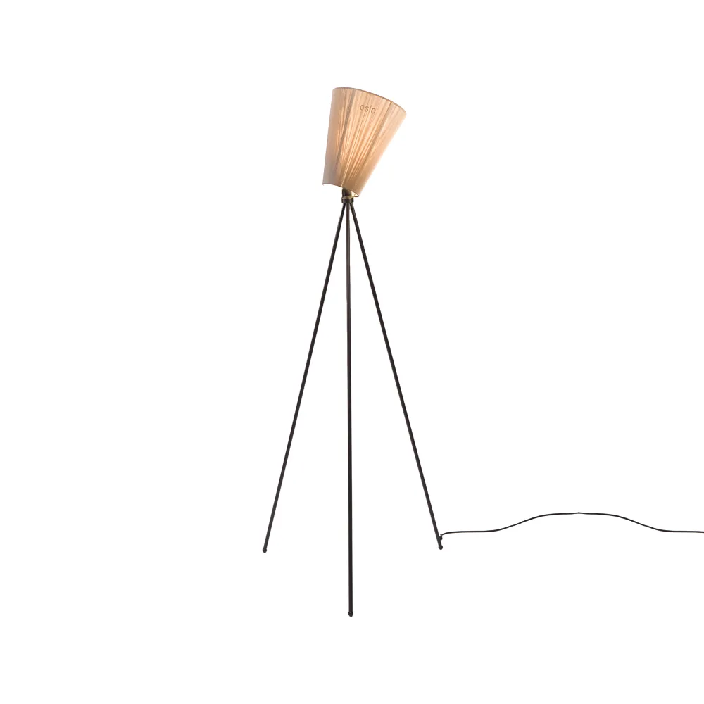 Lampada da pavimento Oslo Wood, beige, base nera opaca Northern