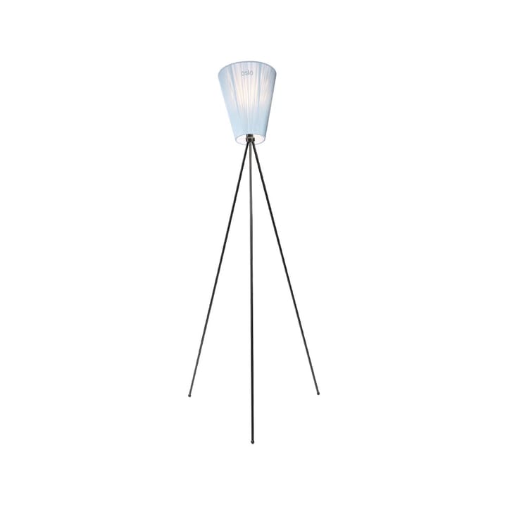 Lampada da pavimento Oslo Wood - blu chiaro, base nera opaca - Northern