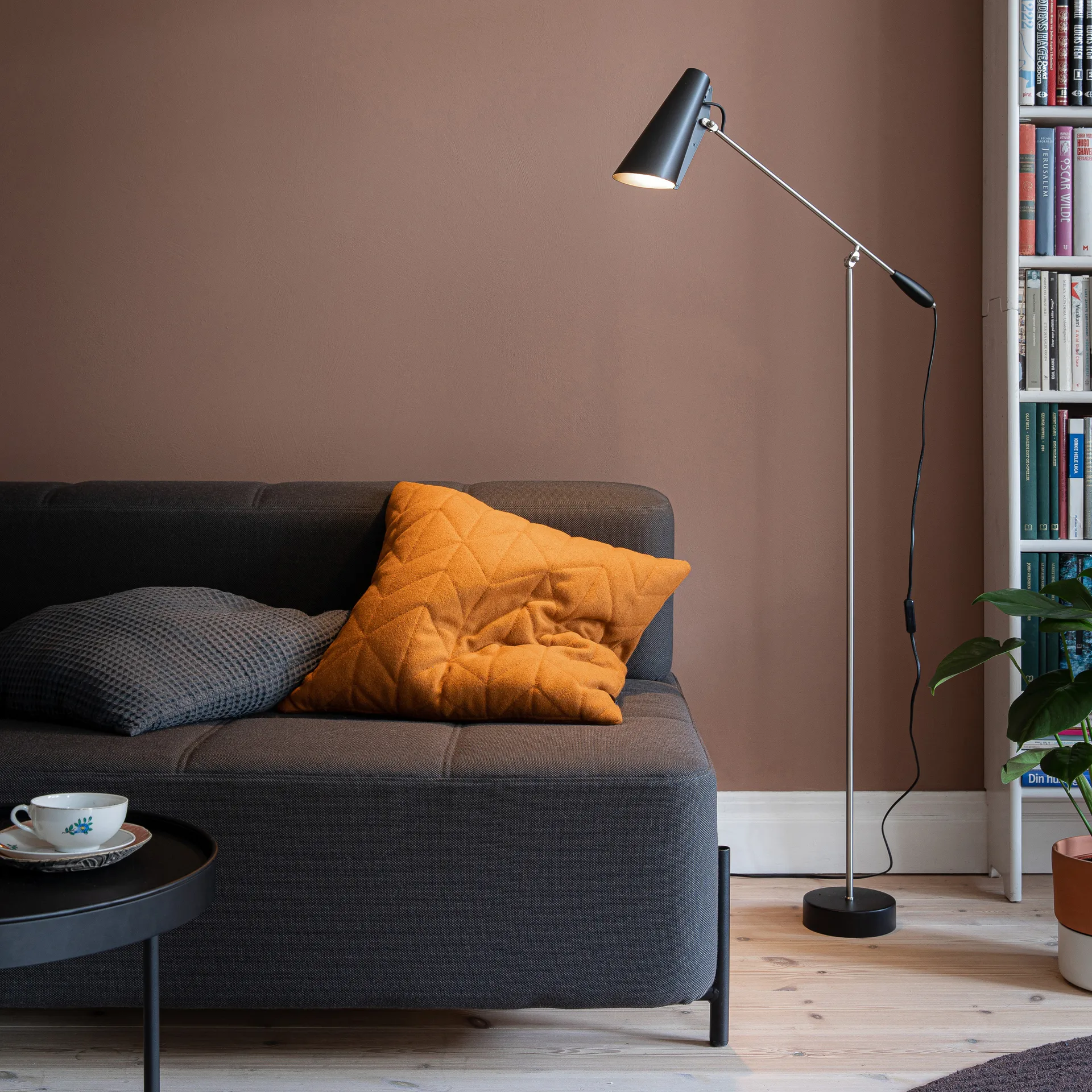 Lampada da terra Birdy, nero-acciaio Northern