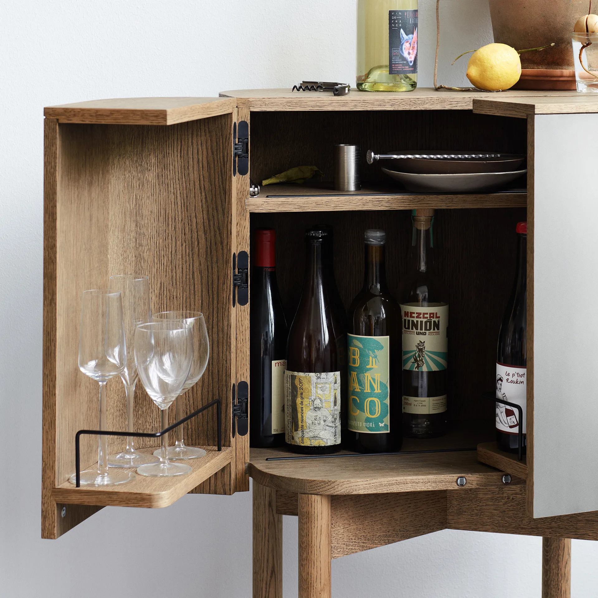 Mobile bar su ruote Loud , Rovere fumé Northern