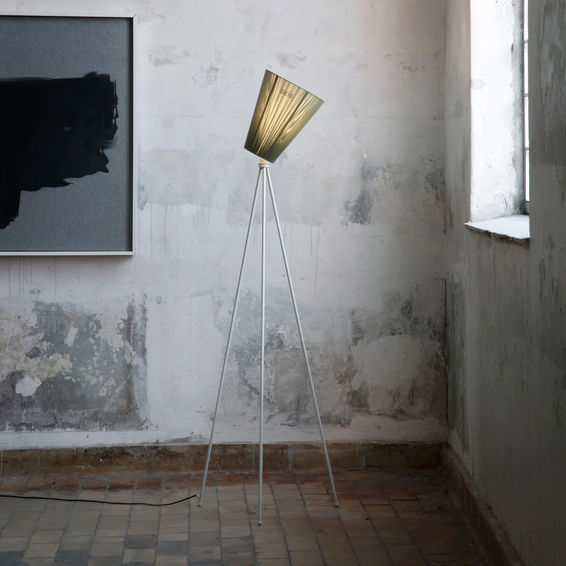 Paralume lampada da terra Oslo Wood, verde oliva Northern