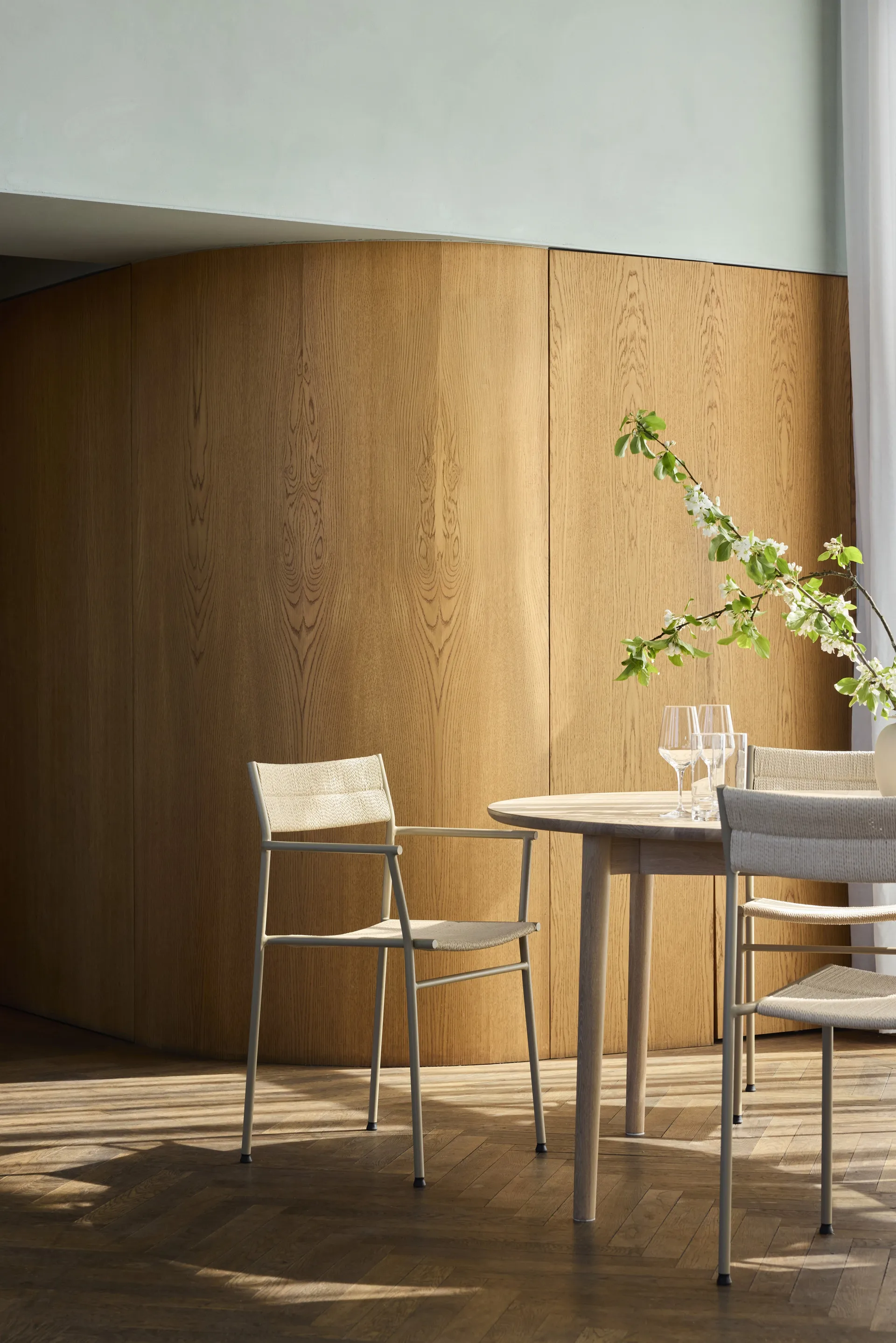 Sedia Vev, Grigio beige-natural rope Northern