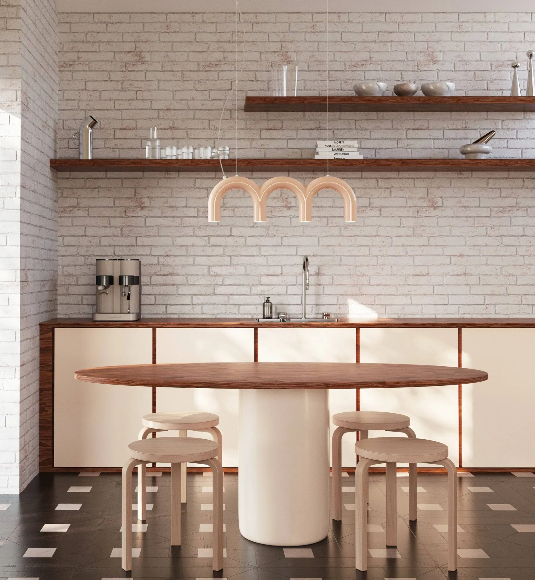Arch triplette lampadario, Nude, 65,6 cm Oblure