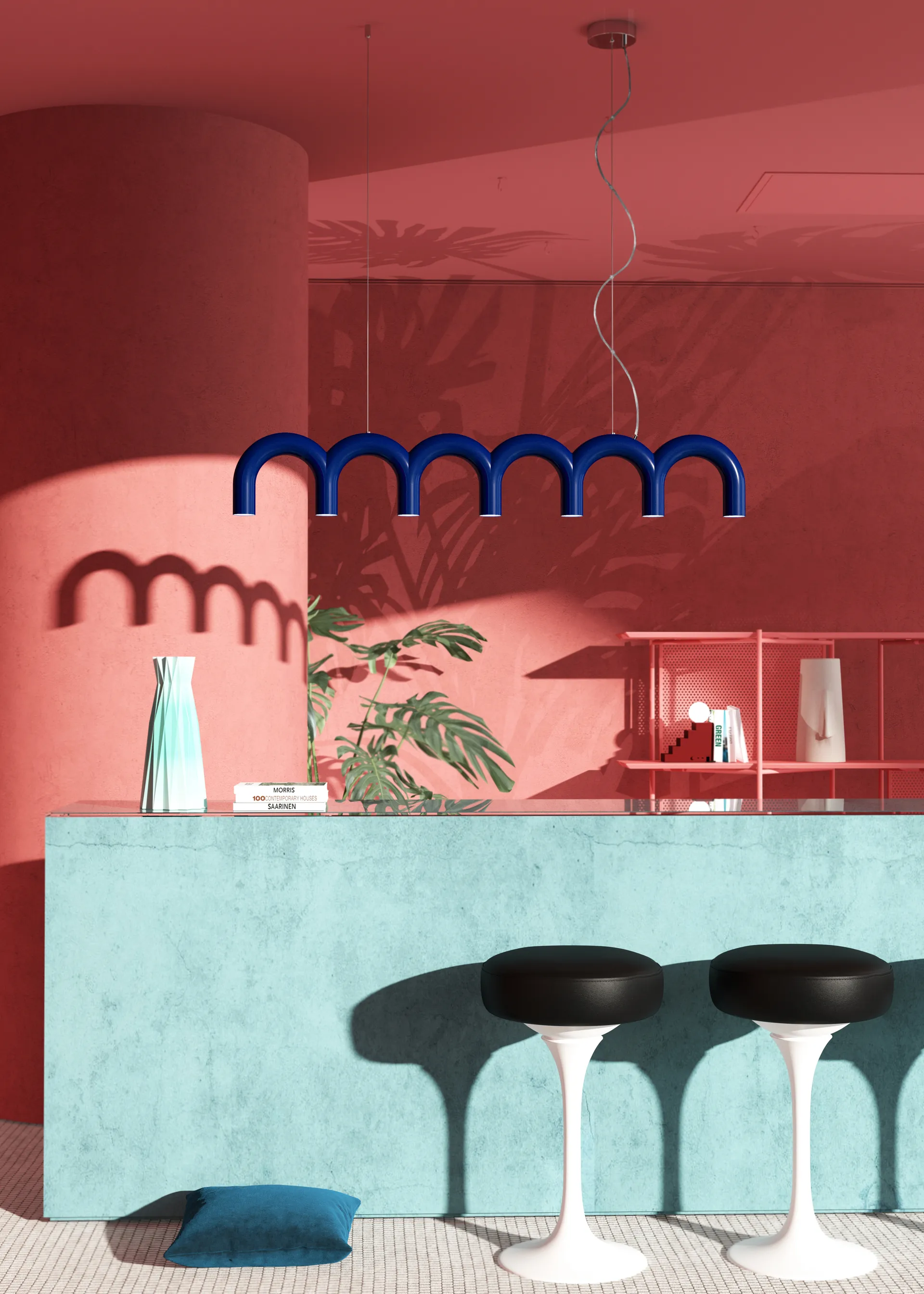 Lampadario Arch 125,6 cm, Blu Oblure