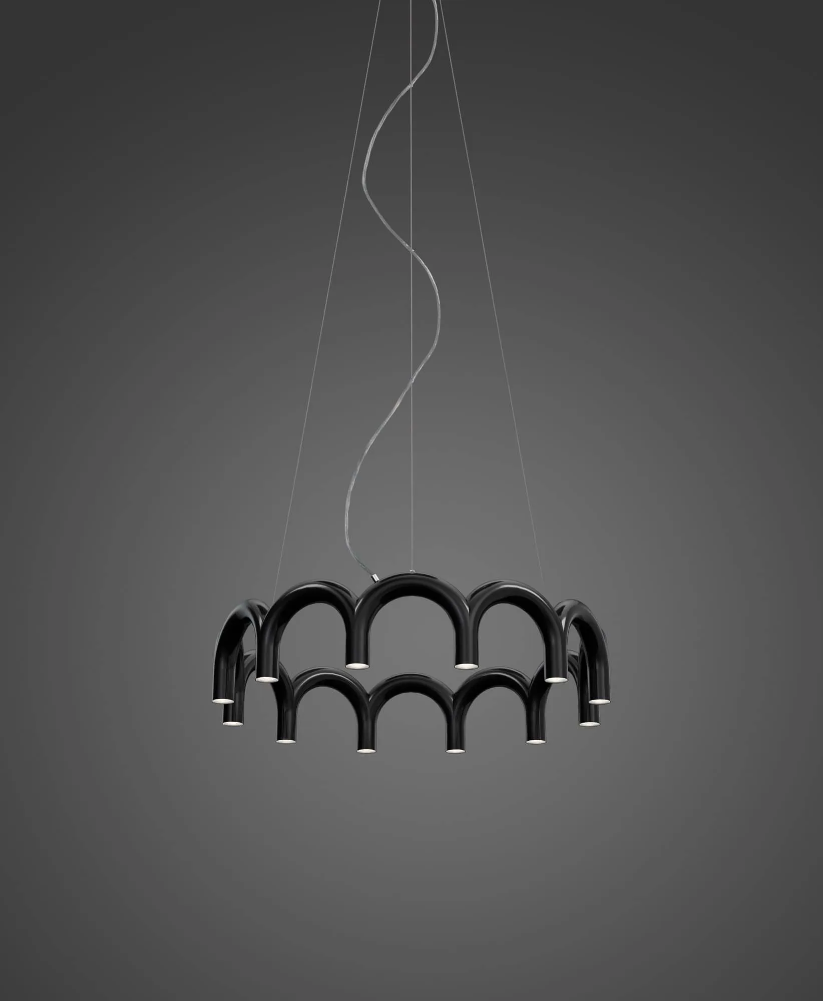 Lampadario Arch circle Ø 76 cm, Black, Ø98 cm Oblure