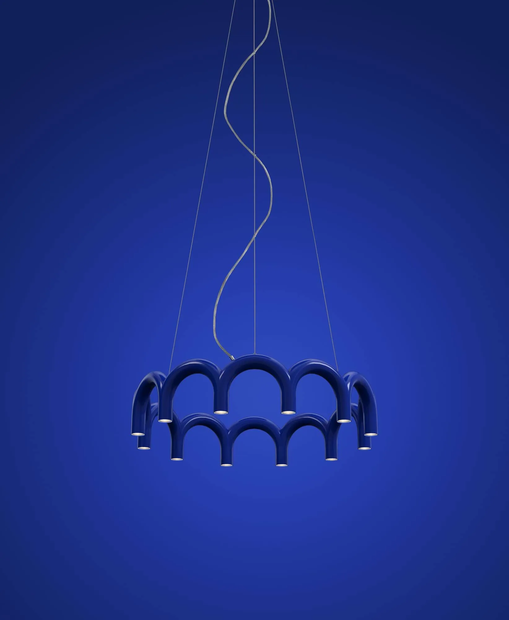 Lampadario Arch circle Ø 76 cm, Blue, Ø98 cm Oblure