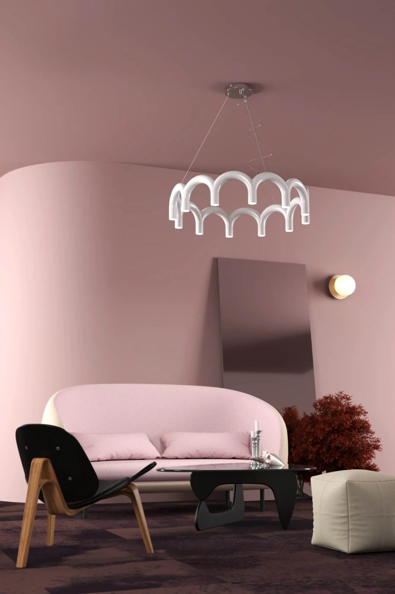 Lampadario Arch circle Ø 76 cm, White, Ø98 cm Oblure