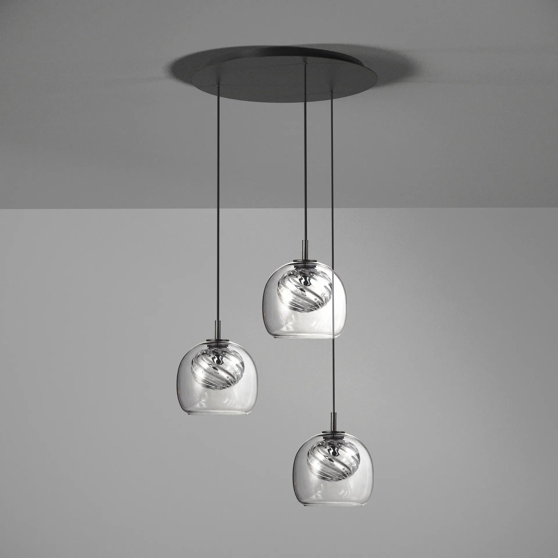 Lampadario Inside triplette, Grigio Oblure