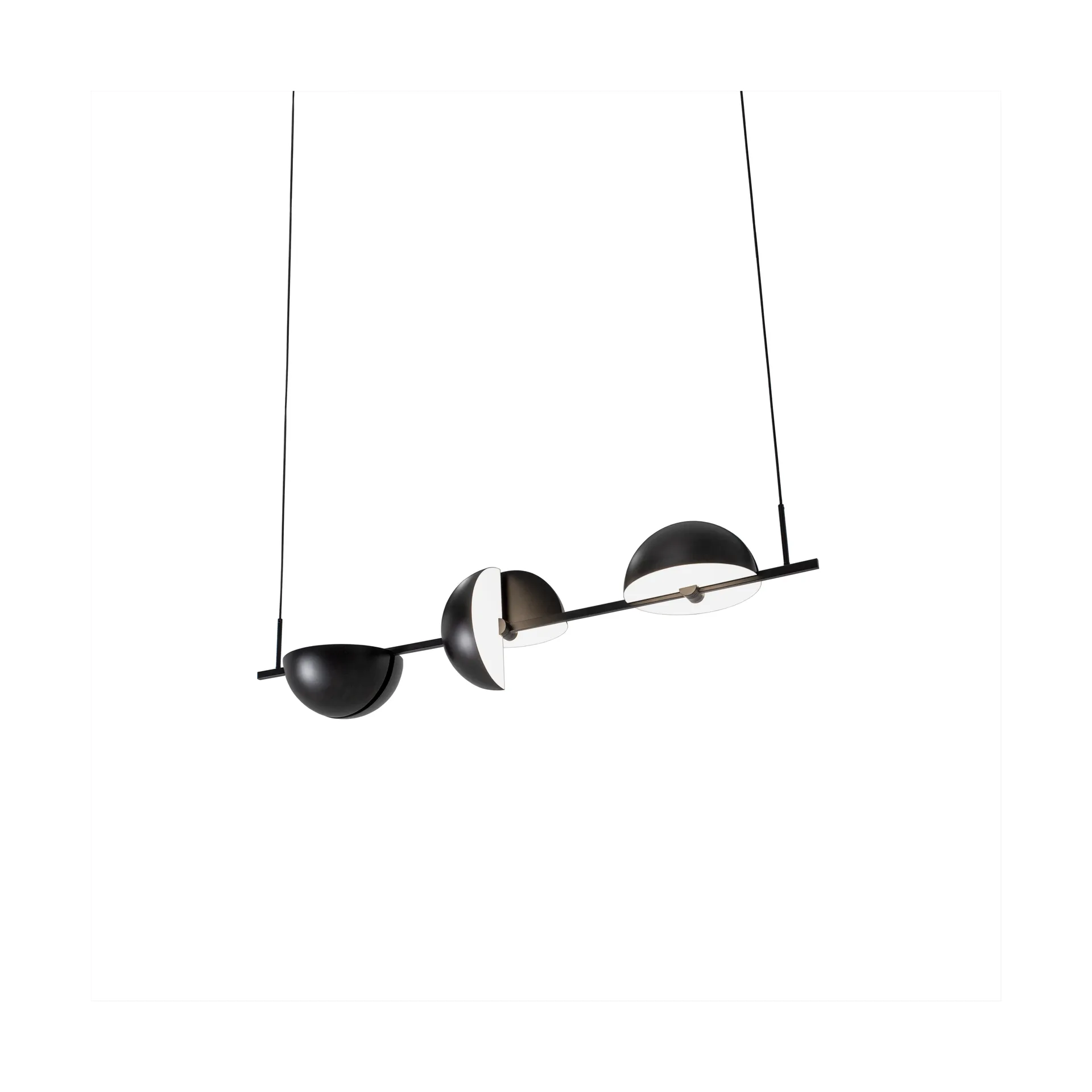 Lampadario Trapeze triplette 140 cm, Nero Oblure