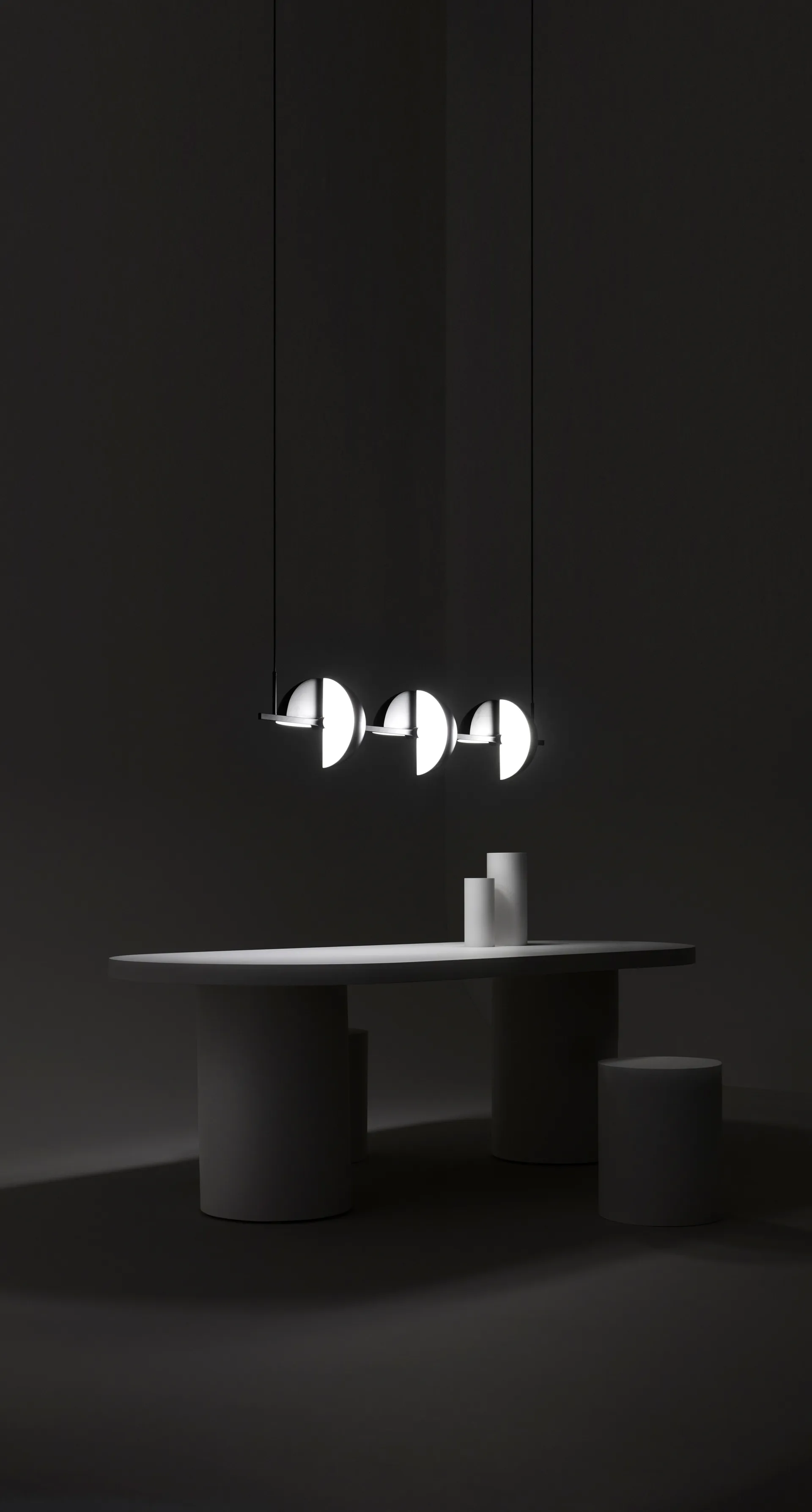 Lampadario Trapeze triplette 140 cm, Nero Oblure